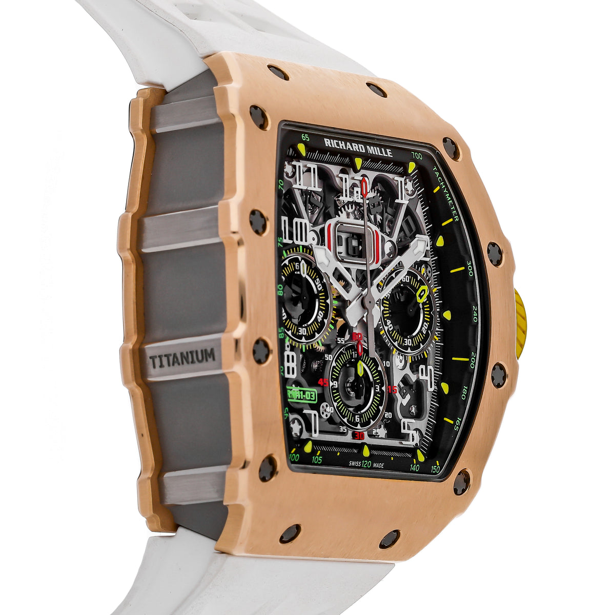 Richard Mille RM11 Rosegold Chronograph &quot;Flyback&quot; White Rubber Strap